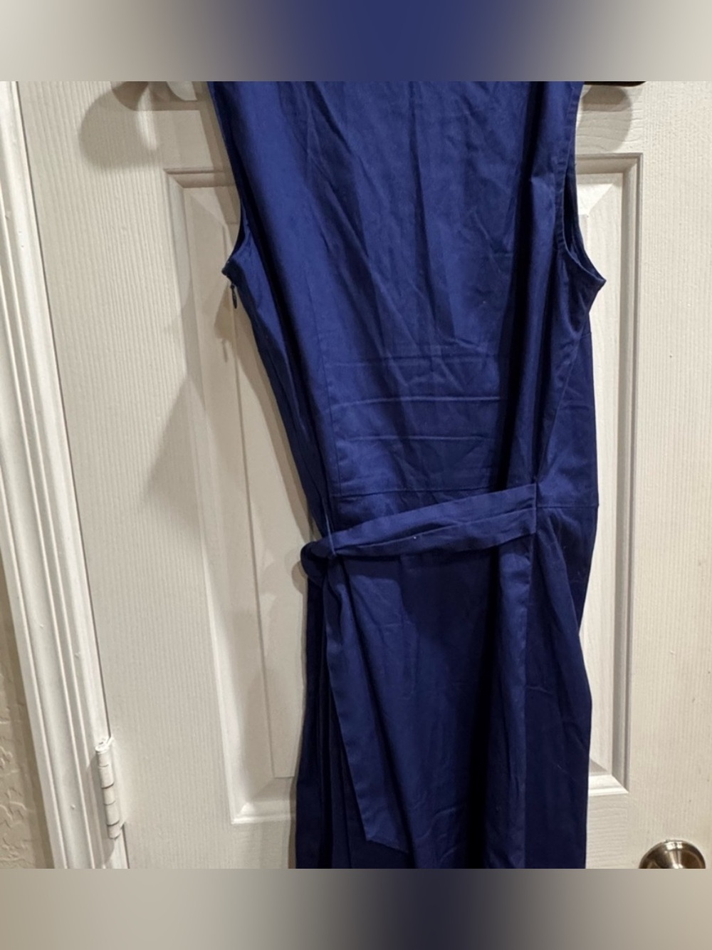 LOFT Royal Blue Faux Wrap Dress Size 4 Sleeveless Tulip Hem - Picture 4 of 5